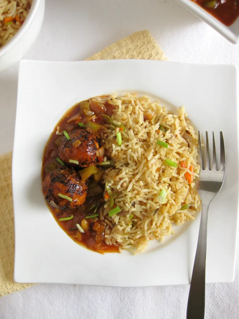 veg manchurian and fried rice